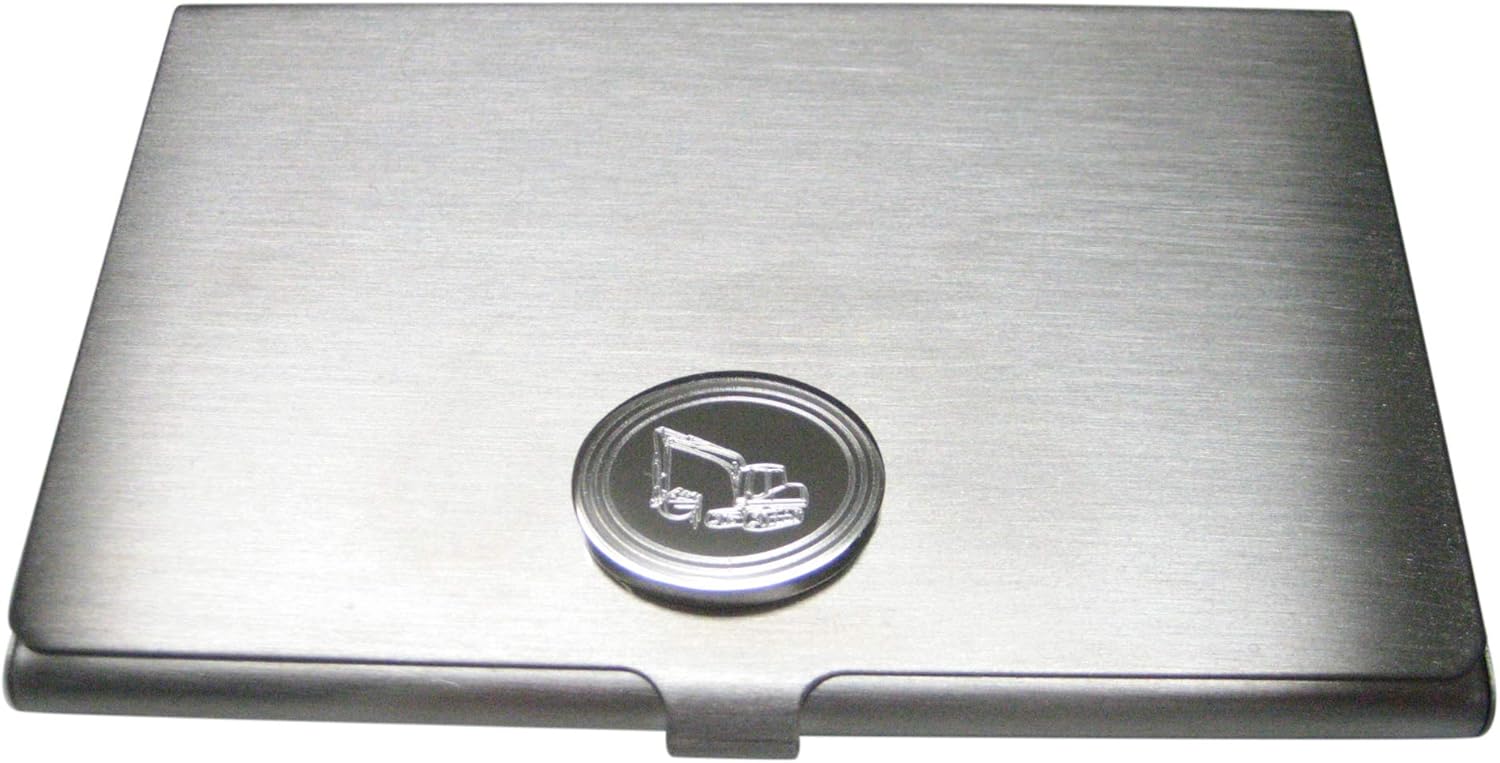 Kiola Designs Silver Toned Etched Oval Excavator Business Card Holder
