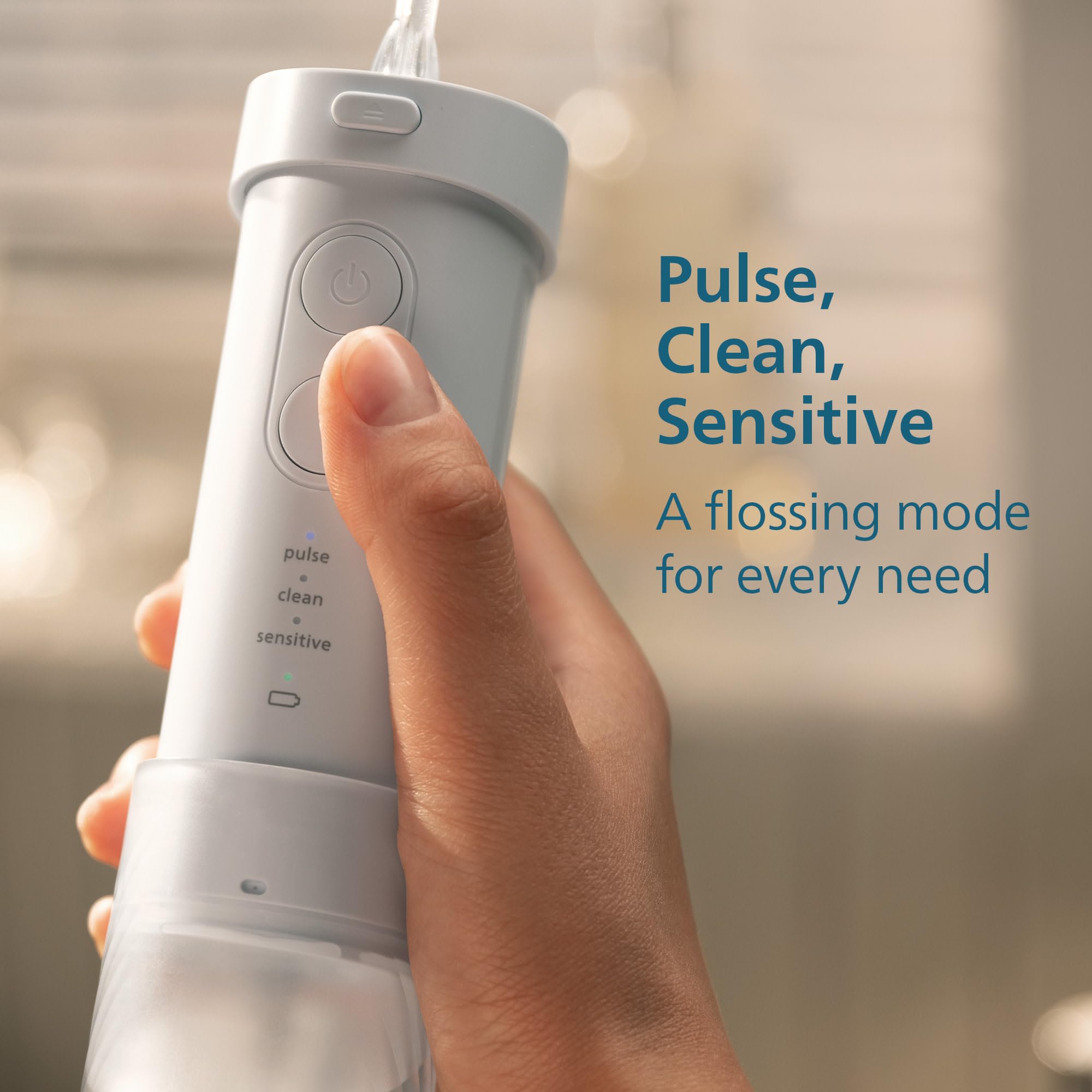 Philips Sonicare Kit de cuidado completo, hilo dental compacto 1000, azul, ProtectiveClean 5300 cepillo de dientes eléctrico recargable, negro y paquete de 2 boquillas compactas, BD2002AZ