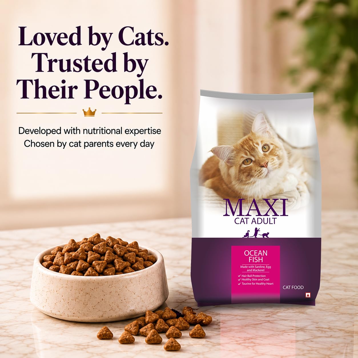 Maxi Ocean Fish Dry Cat Food 1.2kg, Adult 1
