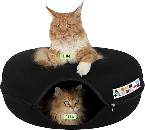 Miniatura 41 de Cattasaurus Peekaboo - Cueva para gatos, extra espaciosa para múltiples y grandes gatos de más de 12 libras, camas desmontables para gatos de