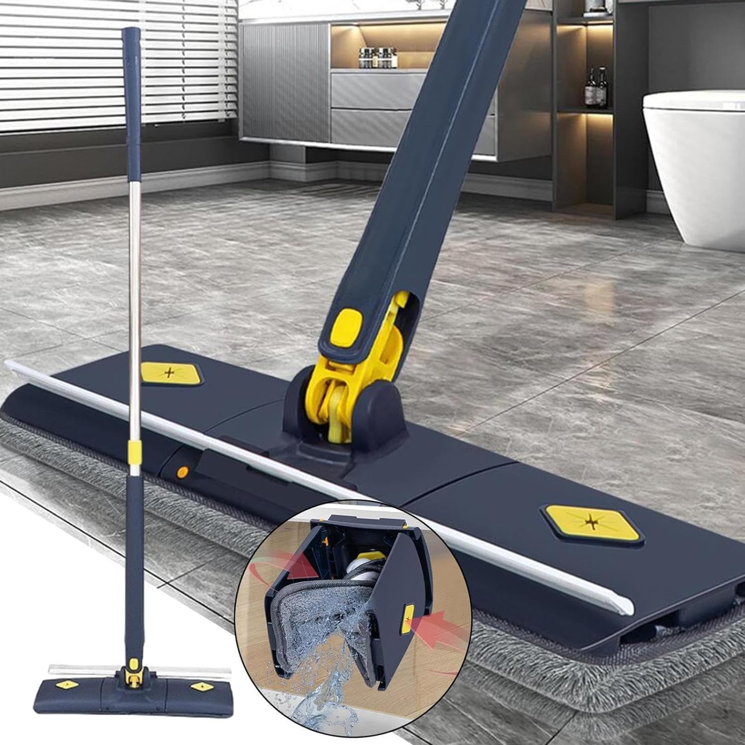 MAAUVTOR Microfiber 360 Rotatable Floor Cleaning Flat Mop with Scraper Push Pull Self-Squeeze Hands Free Long Handle Wash Mop for Home Kitchen Bathroom Cleaning Tools (B0DB5TY249) Amazon Price History, Amazon Price Tracker