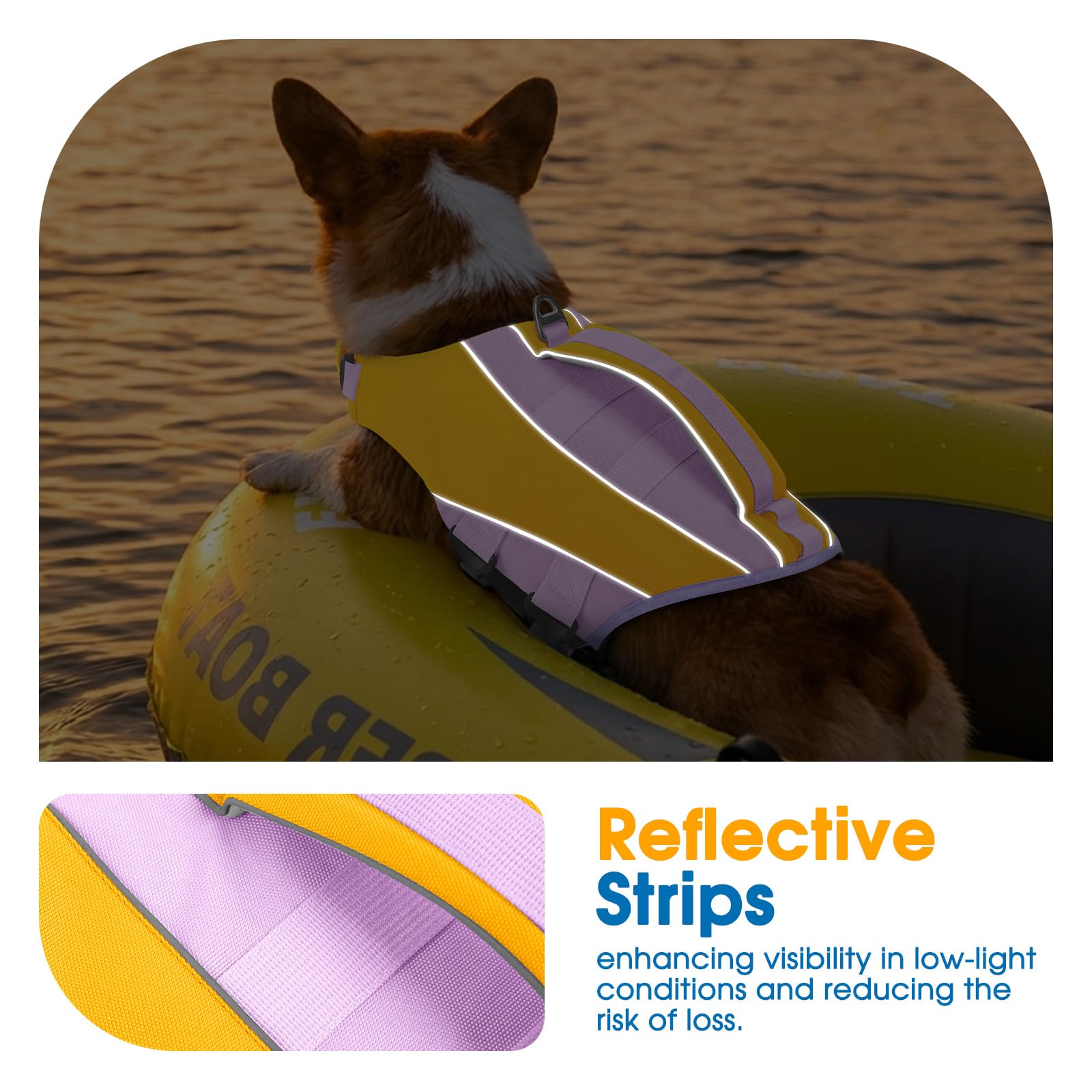 AOFITEE Hundeschwimmweste Kleine Hunde, Verstellbar & Ripstop Schwimmweste Hund Rettungsweste mit Griff, Sicher Hoher Auftrieb Hunde Schwimmweste für Dackel zum Bootfahren,Schwimmen,Surfen, Lila, S