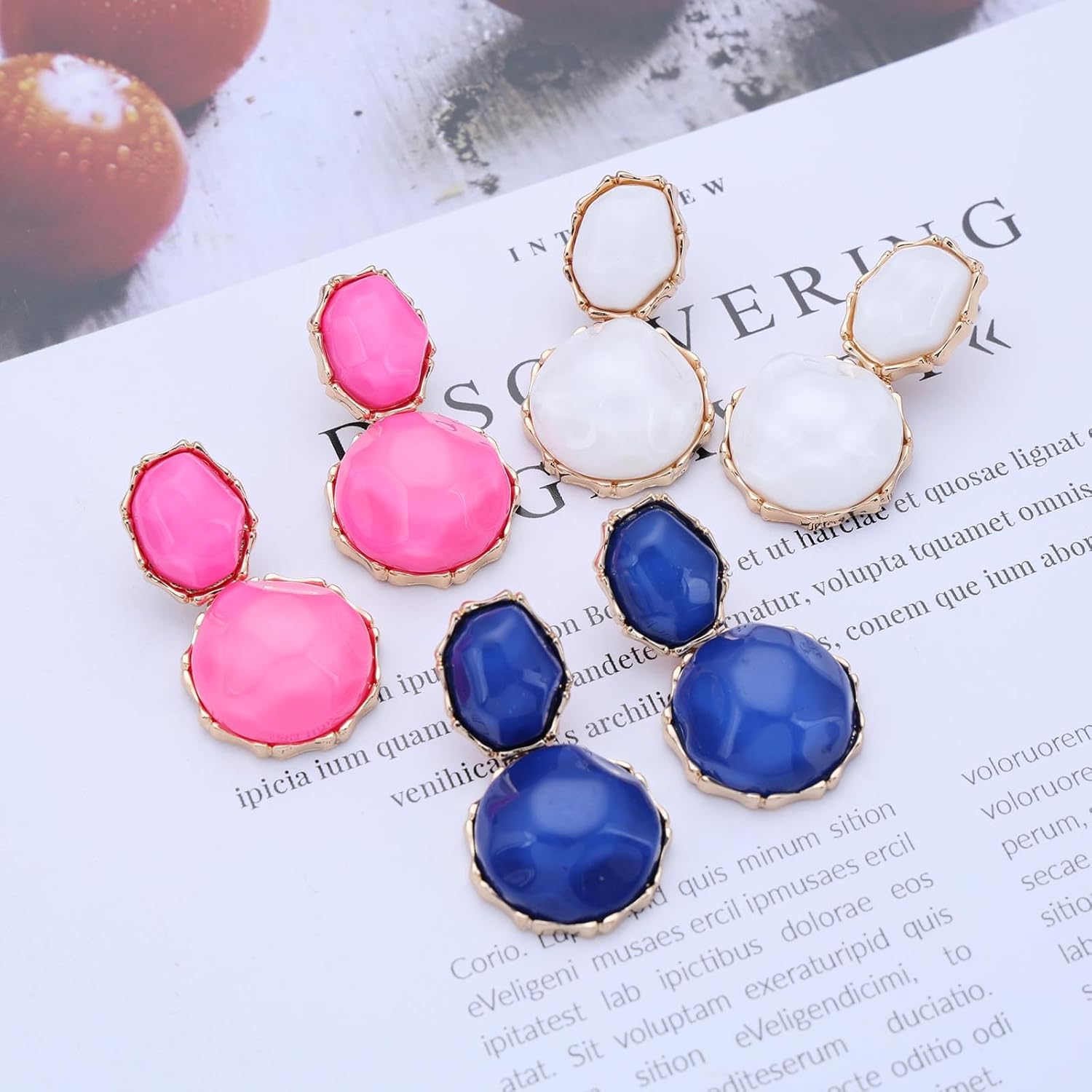 Irregular Resin Geometric Drop Earrings Pink Transparent Resin Oval Dangle Earrings Irregular Geometric Acrylic Studs Earring Statement Unique Dangle Personality Earring - Image 4