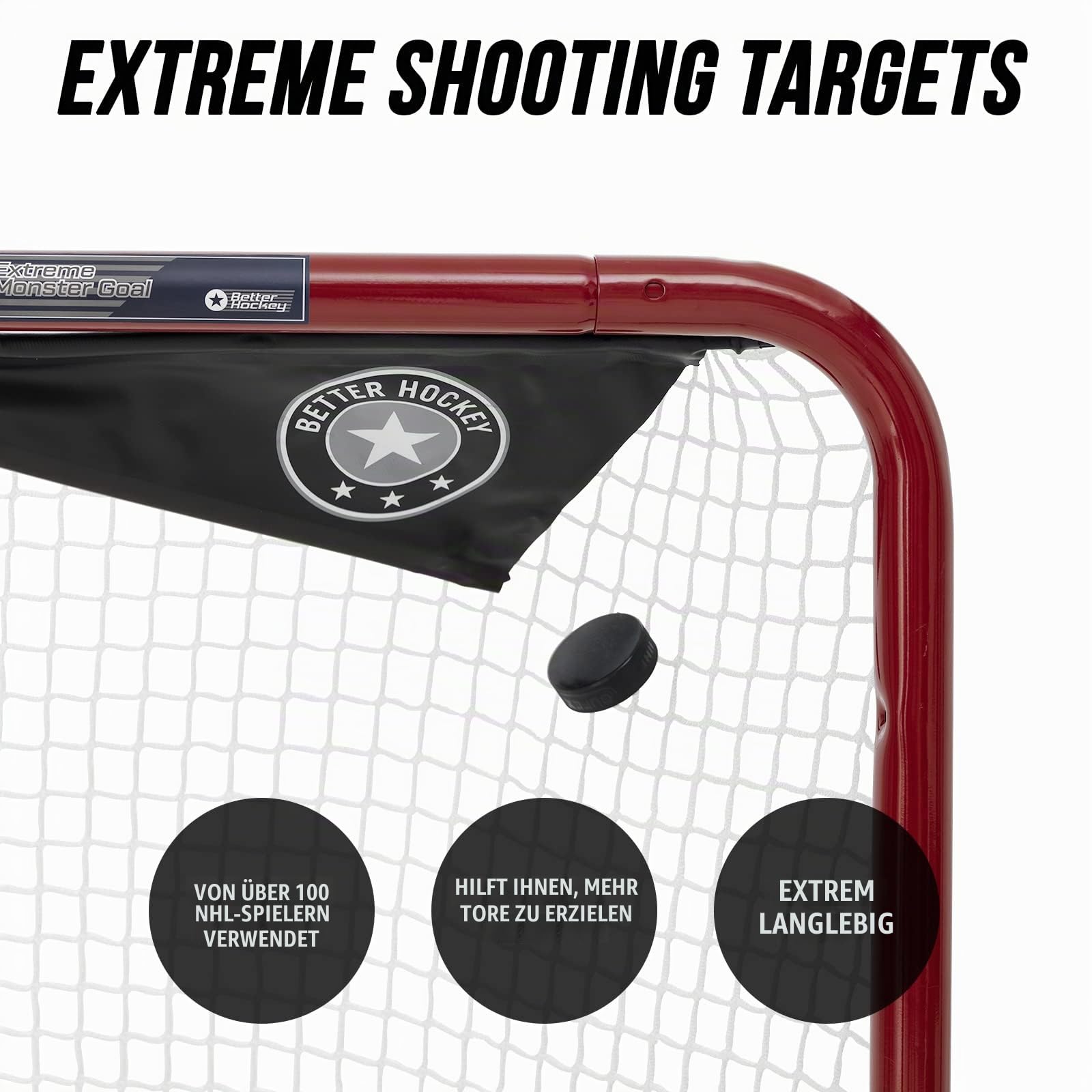 Better Hockey Extreme Pro Shooting Targets - Trainingshilfe zur Verbesserung der Genauigkeit - Hilft Ihnen, mehr Tore zu schießen - In Sekundenschnelle aufgebaut- Passt zu Netzen jeder Normgröße