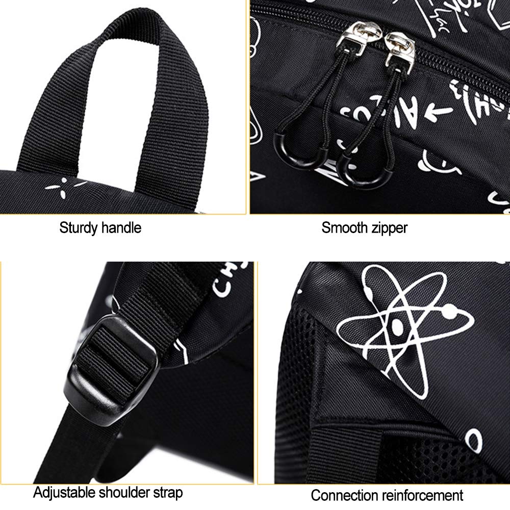 Mochila escolar Mochila para niñas Niños Adolescentes, primarios/secundarios/universitarios Estudiantes Satchel Book nylon impermeable Bolsa ligera para computadora portátil (black)