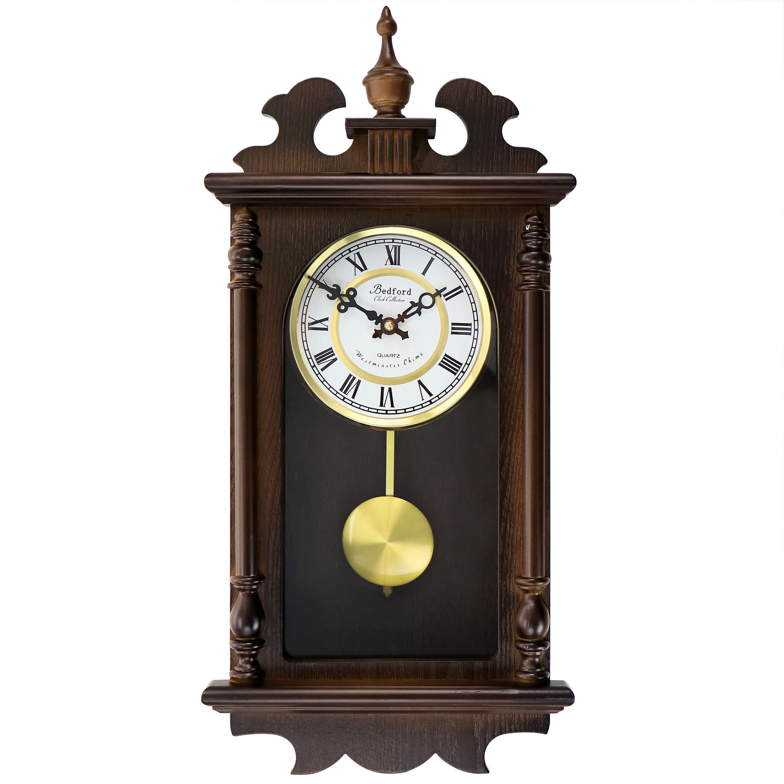 Bedford Clock Collection Leo 21 Inch Chestnut Wood Chiming