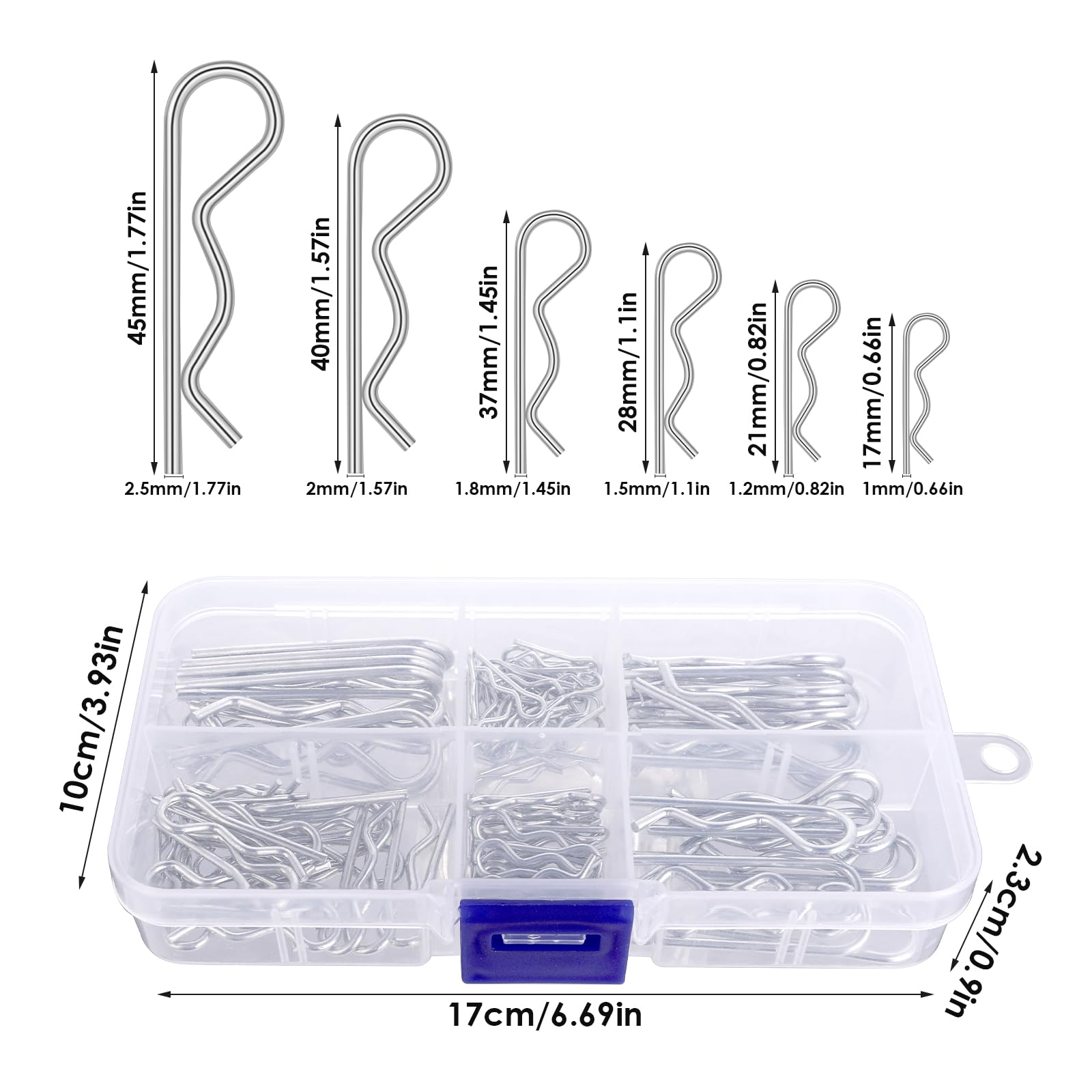 Set 290 Splinte In Acciaio Inox 304 - 6 Misure (M1-M5) Con Scatola Portaordini, Per Auto, Camper, Manutenzione