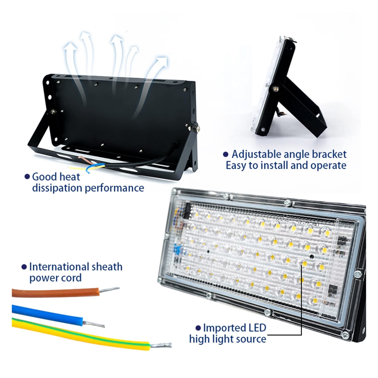 Światło powodziowe LED 2PCS DOPROWADZIŁO Lights 5 0W 100W Światło reflektorów IP65 Wodoodporny na zewnątrz Lampa ścienna do garażu, podwórza, ogrodu Na zewnątrz wodoodporny(Warm White,100W)