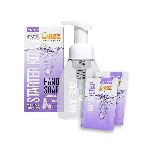 Dazz Kit de iniciación de jabón de manos espumoso, jabón de manos de espuma recargable respetuoso con el medio ambiente, incluye 2 paquetes de
