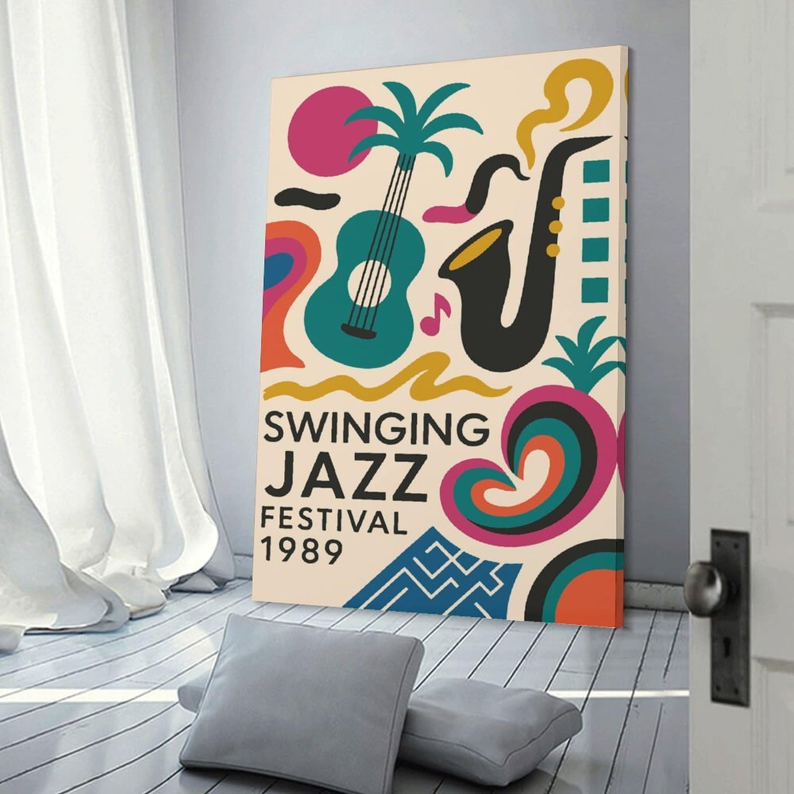 Junmoney Swinging Jazz Festival 1989 Wall Picture Print 24x36inch(60x90cm), for Hallway, Lounge Or Guest Room, Gift Idea for Housewarming And Birthdays