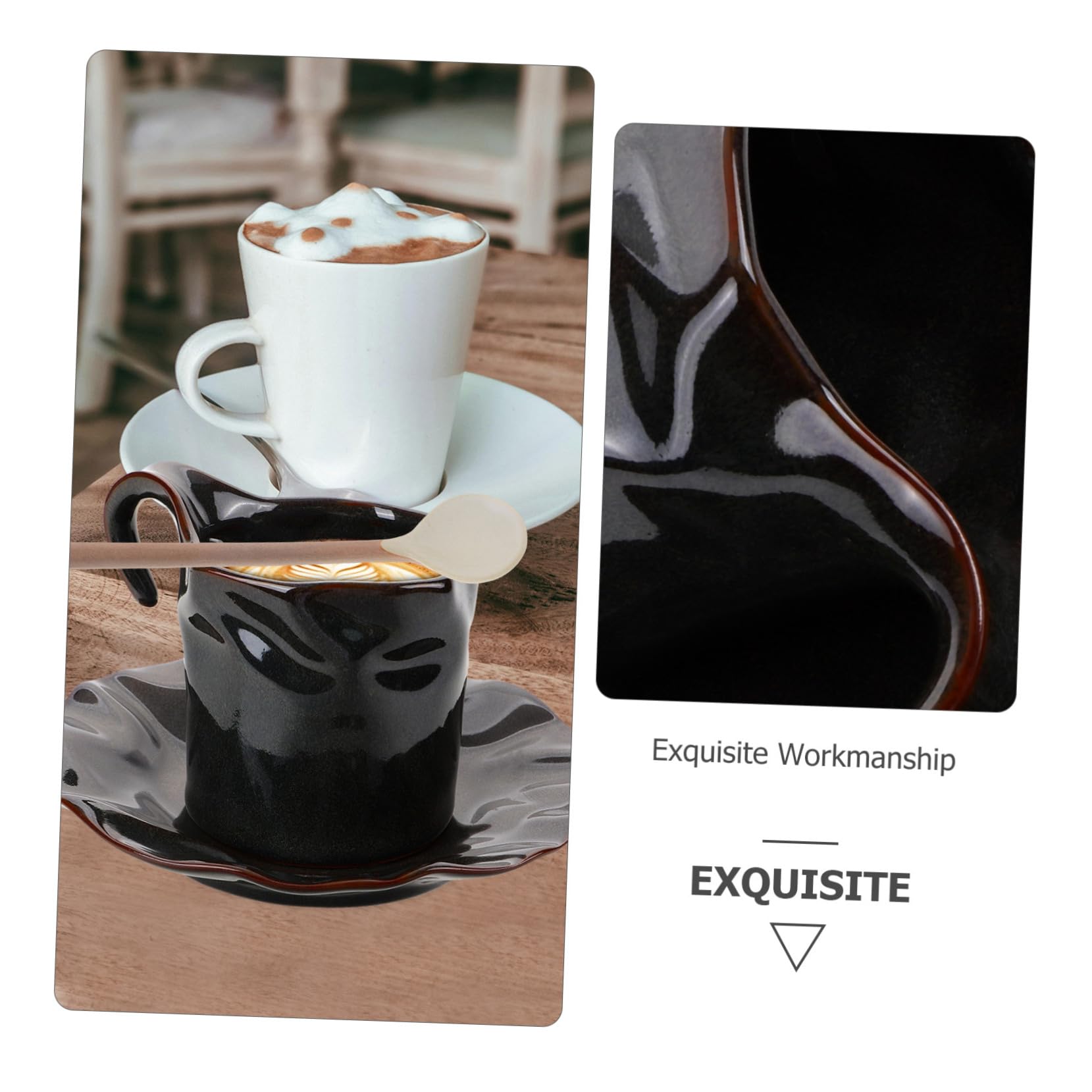 Tasse à Café en Céramique avec Soucoupe, 150ml, Poignée Pratique, Bord Lisse, Maison Restaurant, Lot de 1 Set de Set