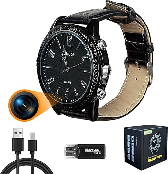 1080P HD Camera Watch with 16GB Memory Card, SpyConnected to Computer to Read Data, Hidden Spy Camera Watch Used for Home Indoor and Outdoor Security, No Need WiFi Cam