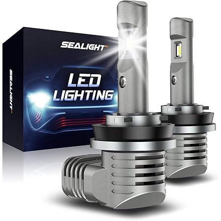 SEALIGHT Scoparc S2 H11/H8/H9 LED Headlight Bulbs, Low Beam, 1:1 Halogen Bulb Design,100% Clearly Night Driving Vision 6000K Bright LED Headlights Conversion Kit with Fan, Pack of 2