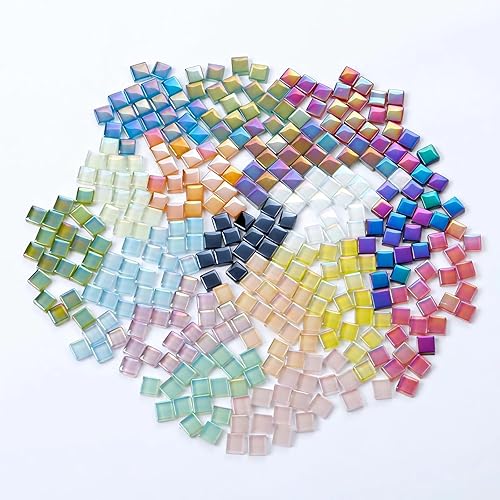 Miniatura 3 de 530 piezas de azulejos de mosaico de vidrio ilusión, suministros de fabricación de mosaicos cuadrados, mosaico de mosaico, manualidades de bricolaje