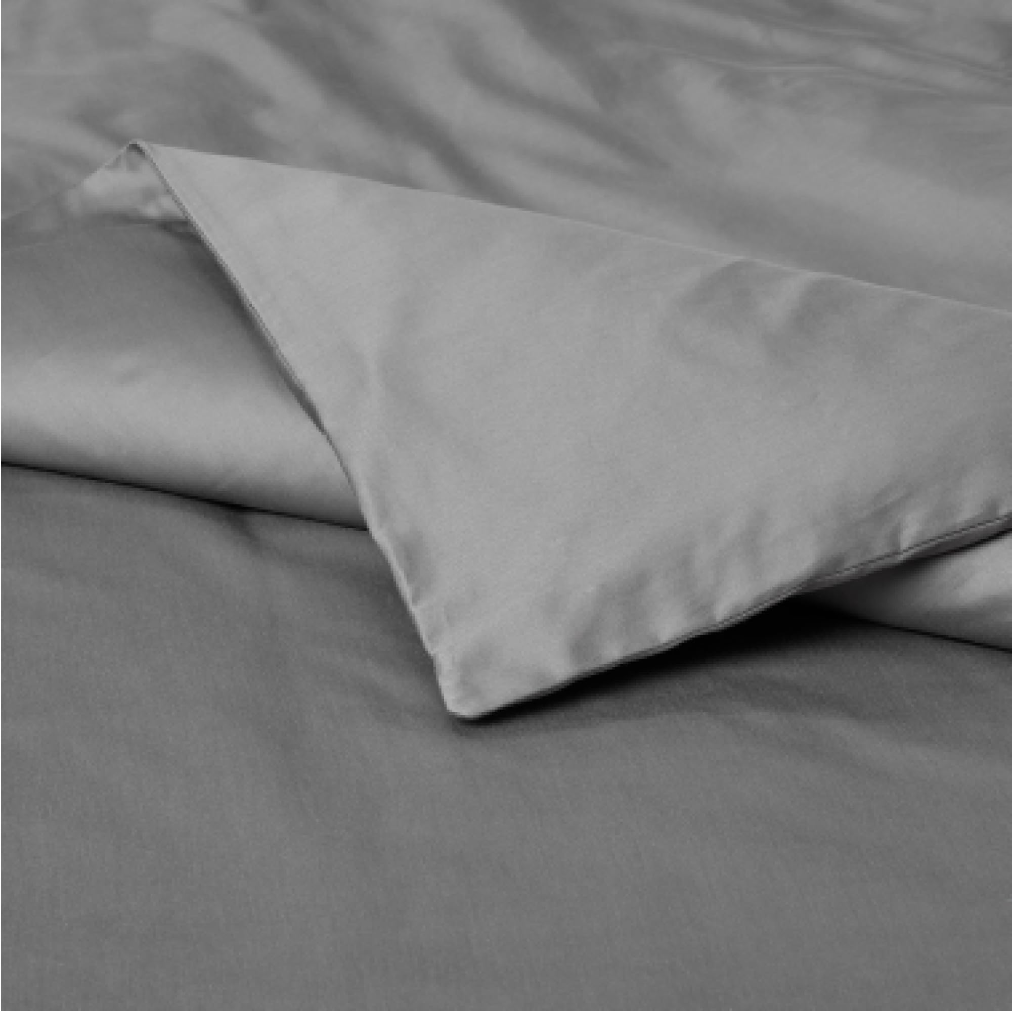 Amazon Basics Housse de Couette Deluxe, 100% Coton Satin 400 Fils, Extra-Doux avec Boutons-Pression, 220 x 240 cm, Gris Foncé