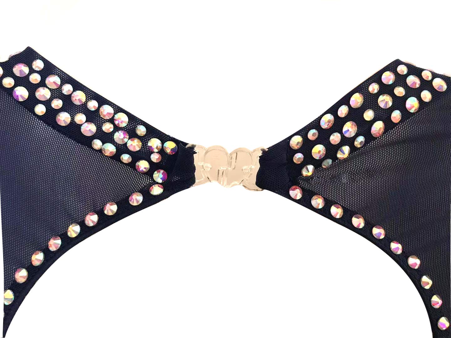 Costume da pattinaggio da donna con gonna da pattinaggio blu scuro per ragazze Costume da pattinaggio artistico semplice e generoso, Blu