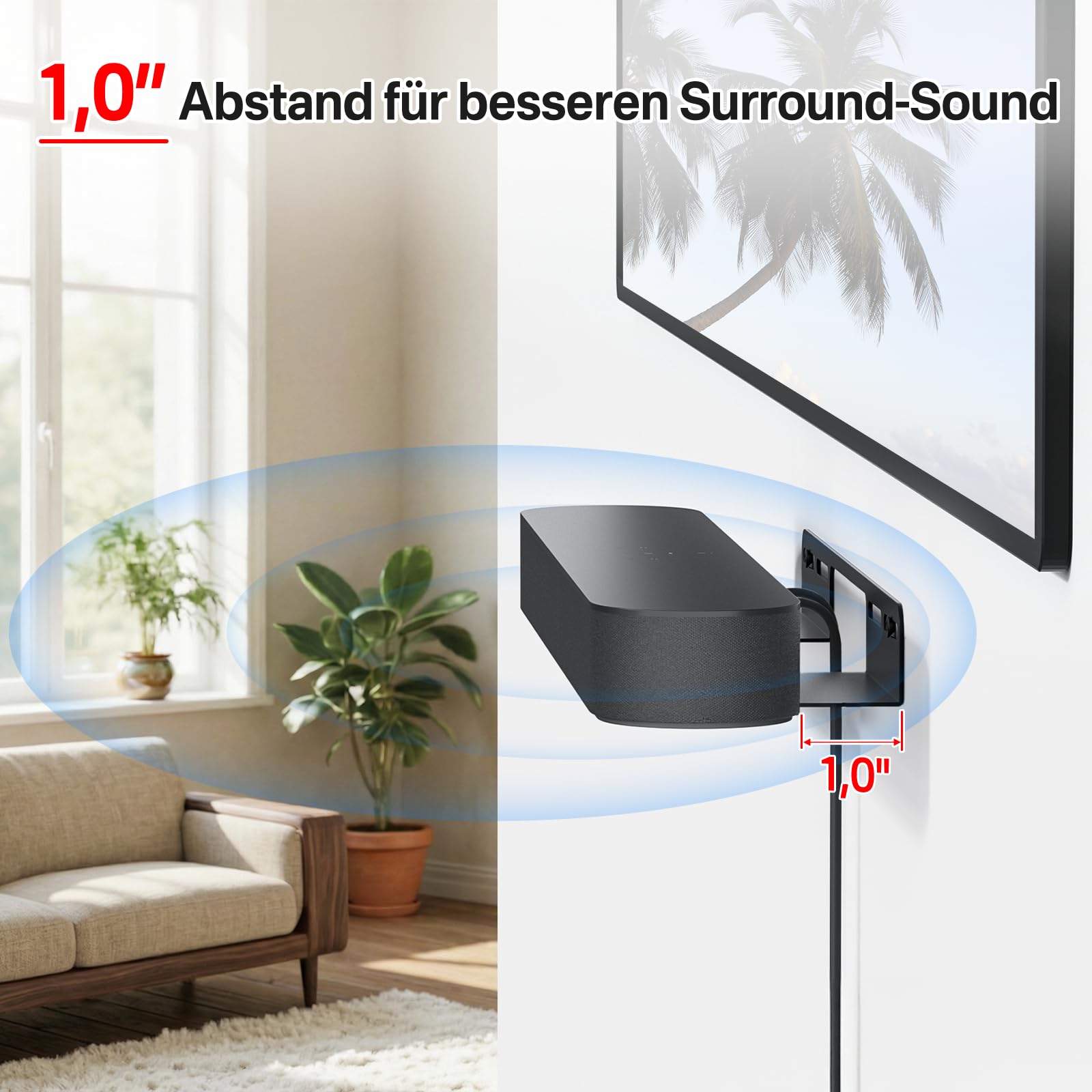 Supporto Soundbar per Sonos Beam Gen 1 & Gen 2, staffa di montaggio a parete robusta per Sonos Beam, 1 pezzo