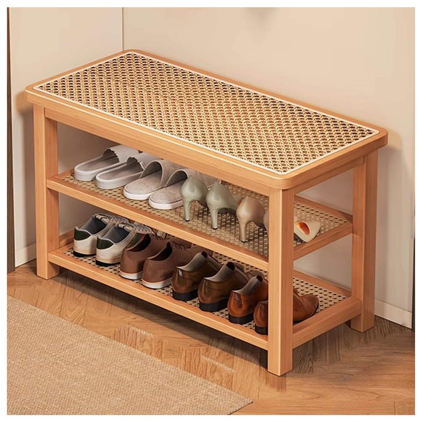 Banc à chaussures moderne pour une entrée ordonnée et un salon accueillant