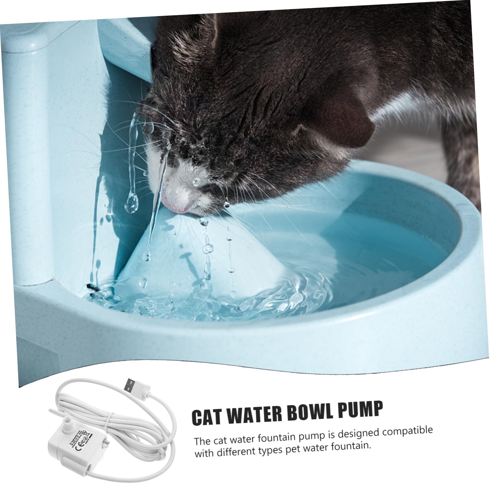 Bomba de Repuesto para Fuente de Agua para Gatos, 5v 1a | Abs Blanco, Funcionamiento Silencioso y Sumergible, Cable USB Incluido para Hogares y Tiendas de Mascotas