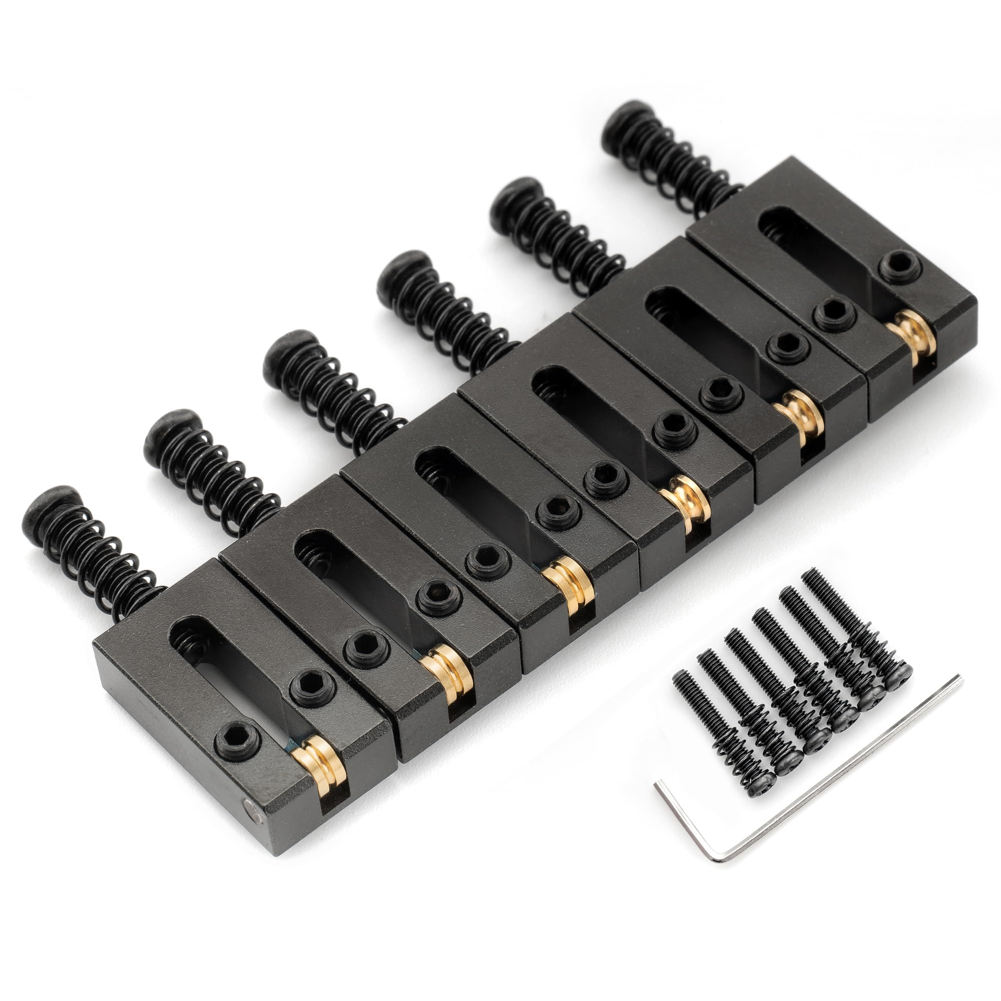 Musiclily Ultra 10.8mm Full Solid Brass Modern Style Roller Saddles for Strat Tele Style Electric Guitar Bridge Black (Set of 6) - Image 3