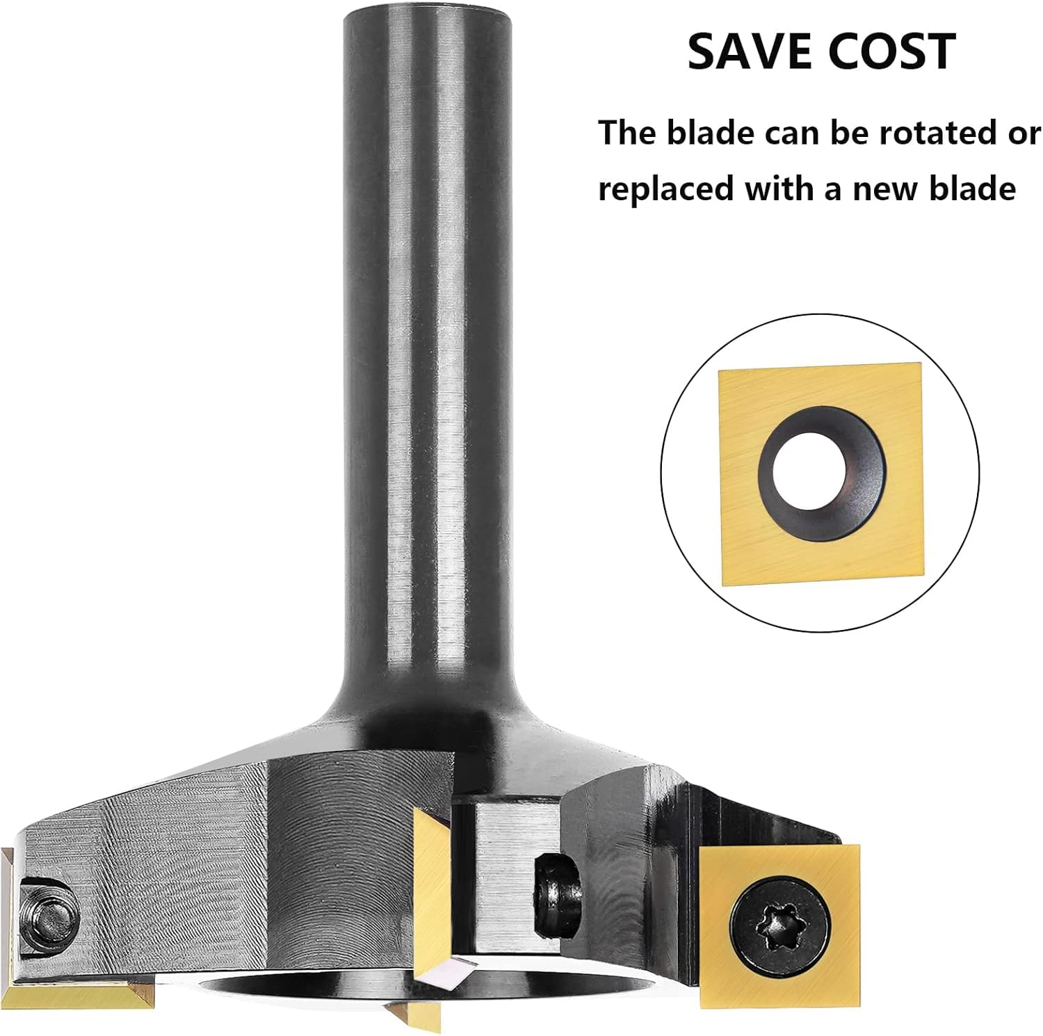SpeTool Punta per fresa a 4 alette rivestite in carburo CNC, codolo da 1,27 cm, diametro di taglio 6,3 cm, include 4 inserti aggiuntivi in carburo