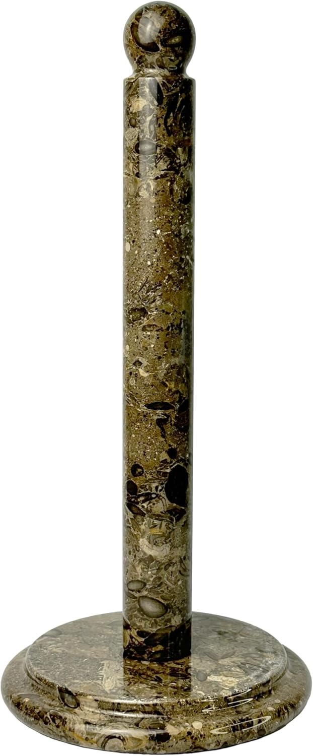 Marble Kitchen Paper Towel Holder - Hand-Crafted, Sturdy, Tabletop Stand, Durable, Non Steel & Non Plastic. (White)