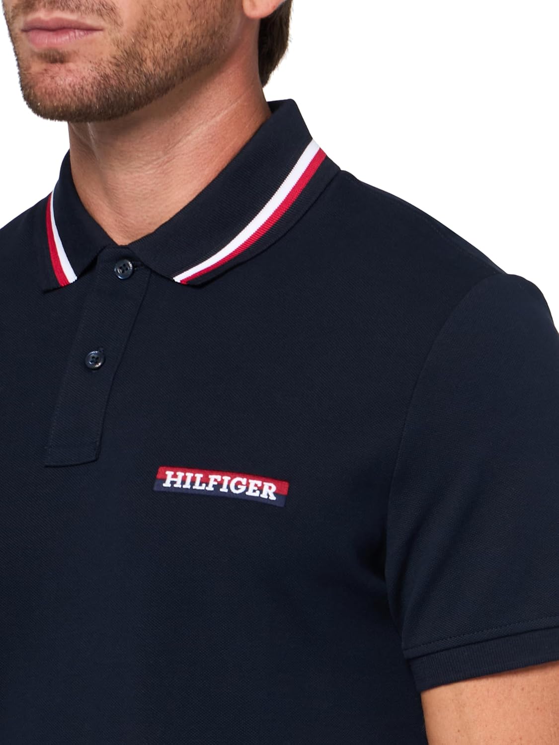Tommy Hilfiger Mens Short Sleeve Casual Polo Shirts in Regular Fit with Stretch and Collar Designs - Image 3