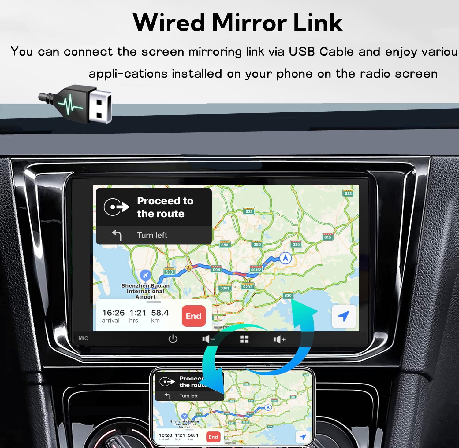 Autoradio 1 DIN Bluetooth avec sans Fil CarPlay et Android Auto - 7 Pouces HD Ecran Tactile Car Play Voiture Soutien PhoneLink iOS/Android/Radio FM/EQ - Wireless Autoradio avec Caméra de Recul