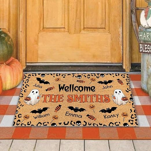 Personalized Halloween Doormat, Family Name Doormat, Mom