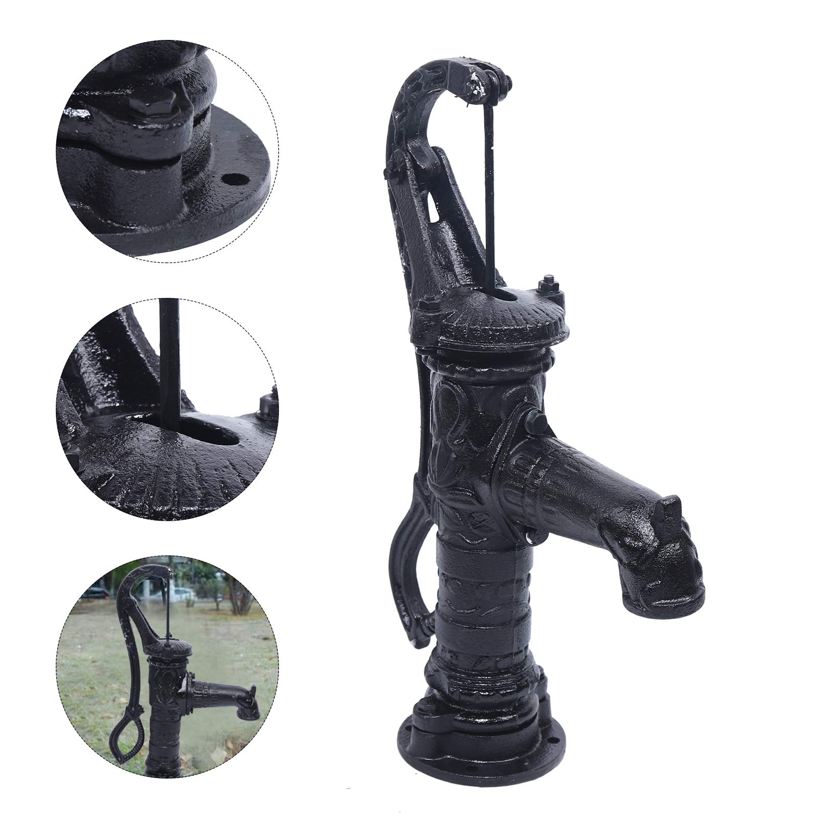 MONIPA Retro Cast Iron Garden Water Pump with Stand, Hand Pump, Easy to Install (BSA-75, Black)