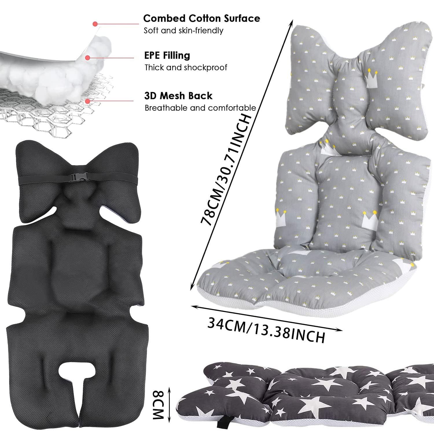 Rembourrage Universel pour Bébés,Coussin Réducteur Chaise Haute,Poussette Coussin Soutien Bébé,Coussin Réducteur Poussette,Coussin Bébé Pousette en Coton pour Enfant Fille Garçon