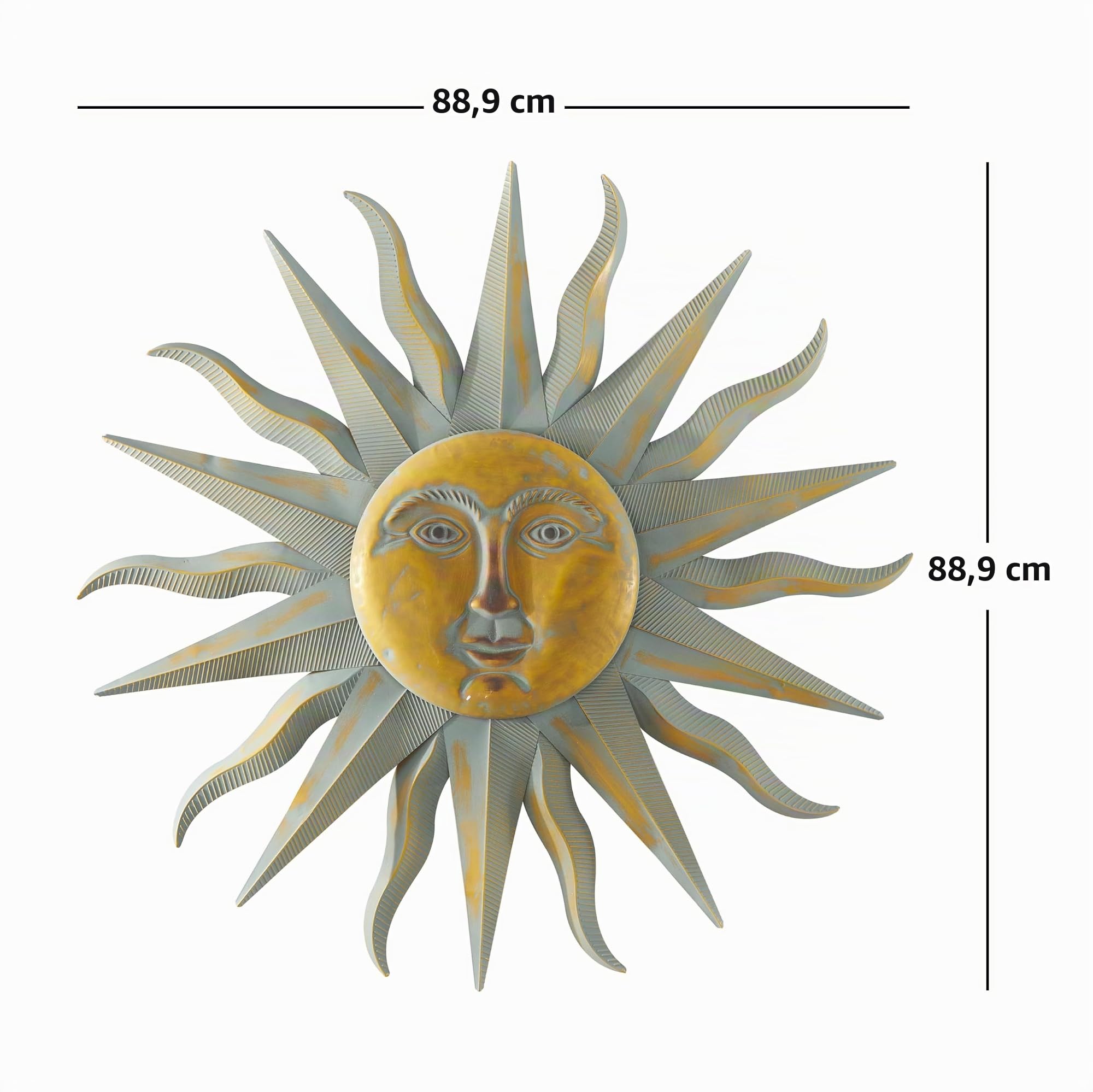 Deco 79 Décoration murale en métal vieilli pour intérieur et extérieur avec accents et rainures imitation cuivre, 88,9 x 2,5 x 88,9 cm, doré