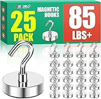 Vista 19 de MIKEDE, ganchos magnéticos, ganchos de imanes de neodimio de alta resistencia de +85 libras, ganchos magnéticos negros para nevera, ganchos