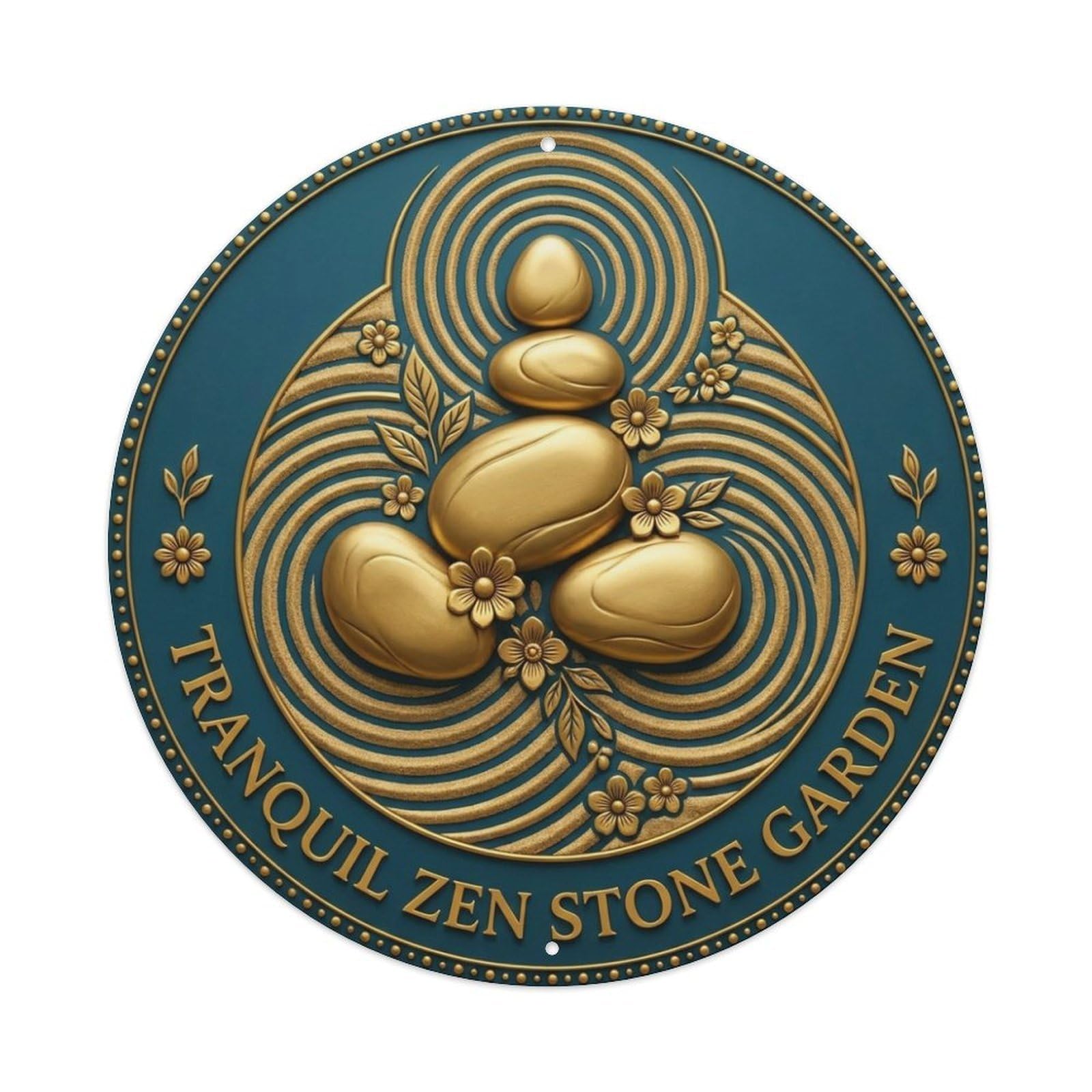 Vintage Tranquil Zen Stone Garden Flower Zen Yoga Metal Tin Sign