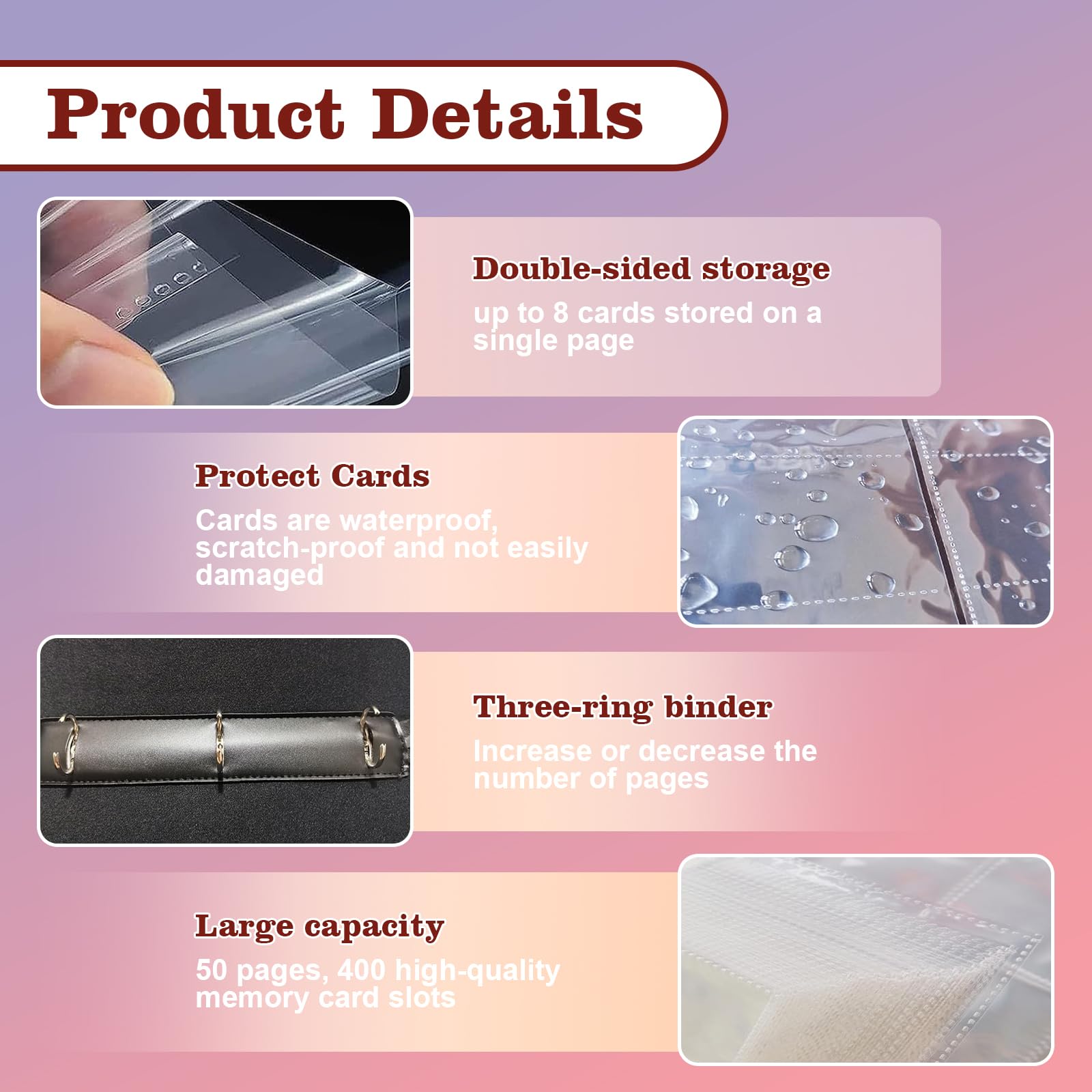 Puniama Football Card Binder Album, 400 Pockets Holder Book with Zipper & Carry Handle - Image 4