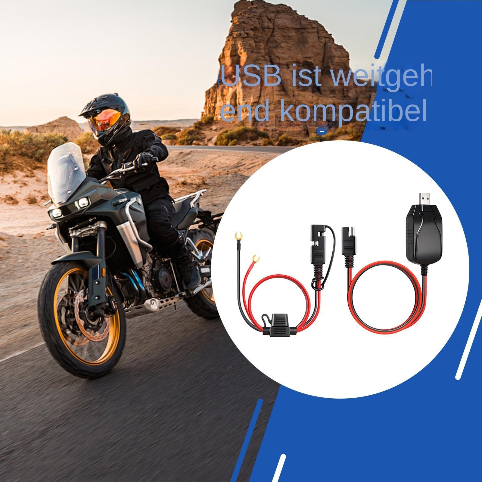 Cargador De Motocicleta 12V USB Mantenedor Inteligente De Alimentación