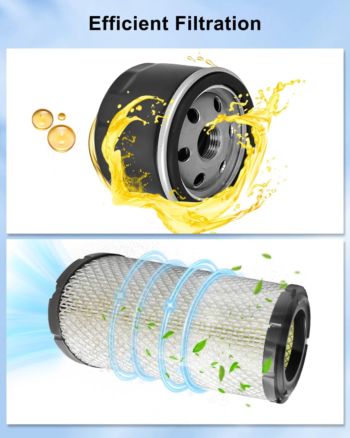 ULZOZN Filter Kit Fit for John Deere ZTrak Mower Z710A Z720A Z915B Z915E Z930M Replace M131802 M131803 AM125424 AM116304 XC92YC MIU11020