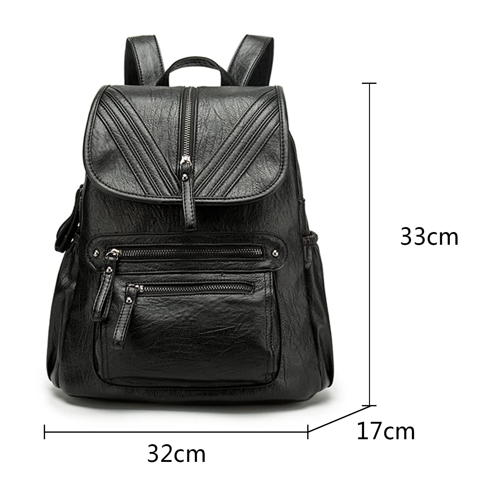 Sac à dos Femme Cuir Étanche Mode Grande capacité Sacs portés dos Fille Femmes Voyage Sac a dos Noir