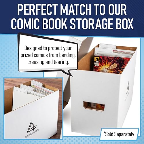 Miniatura 8 de Invested Alliance Divisores de cómics grises (paquete de 10)  Divisores de plástico, divisor de cajas de cómics, separadores de estantes para