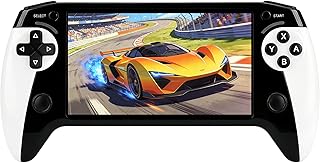 Handheld-Spielekonsole mit 5,5-Zoll-HD-Bildschirm, Griffdesign, mit integrierten Retro-Spielen, TV-Ausgang, Game-Save-Unterstützung, wiederaufladbarem Akku