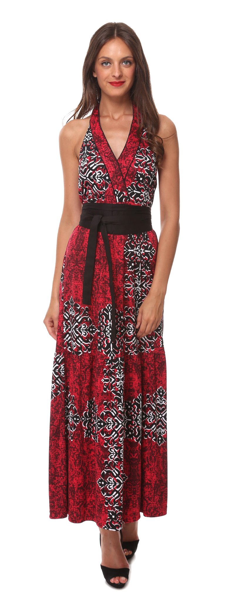 ALMATRICHI (Made & Packed in Spain Women's Multicoloured Sleeveless Maxi Polyester Dress