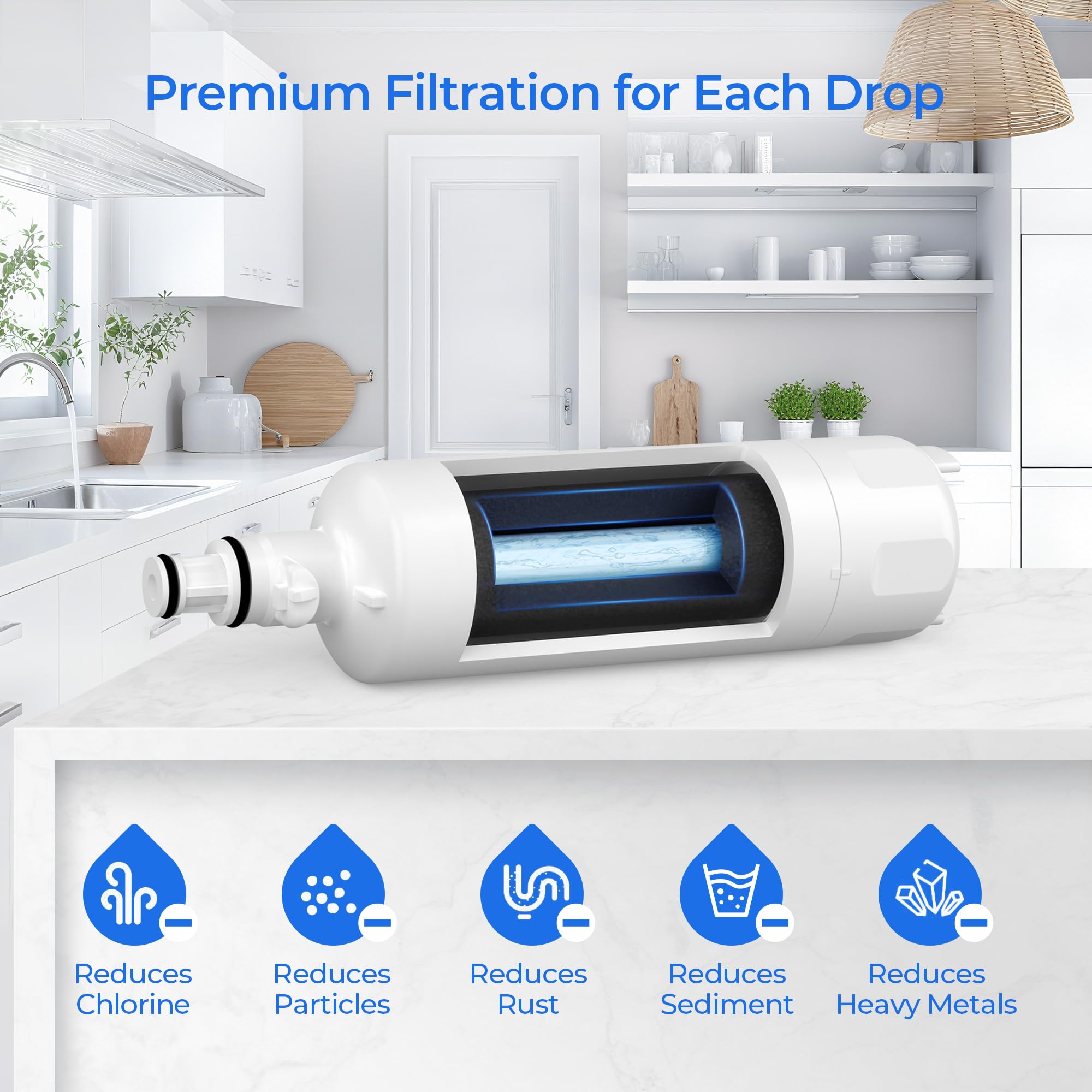 4874960100 Water Filter Replacement for Blomberg Beko 4874960100 Water Filter white 1 Pack — view 6