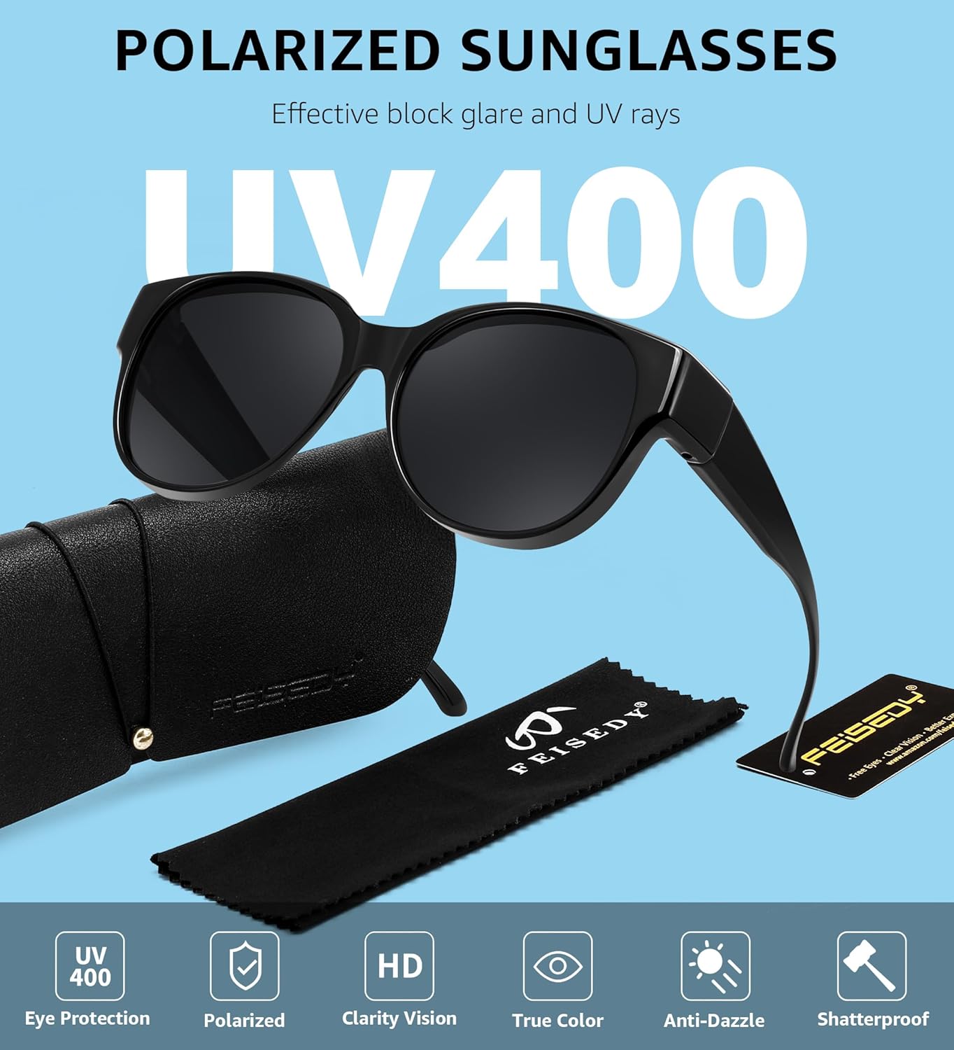 FEISEDY Fit Over Glasses Polarized Sunglasses, UV400 Protection for Driving & Outdoor Activities B0328 - Image 4