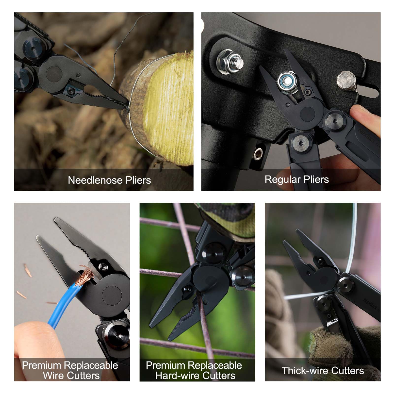 Outil multifonction NEXTORCH MT10 16-en-1, , pince multifonctions en acier inoxydable avec couteau de poche 50Cr15MoV, grands ciseaux, outil EDC pour le camping et les activités de plein air