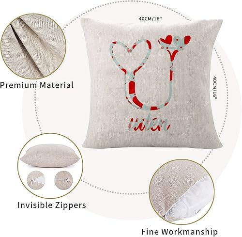 Miniatura 2 de Funda de almohada en U personalizada con nombre inicial y letra de monograma con corazones de amor azules y rojos, divertida funda de cojín para