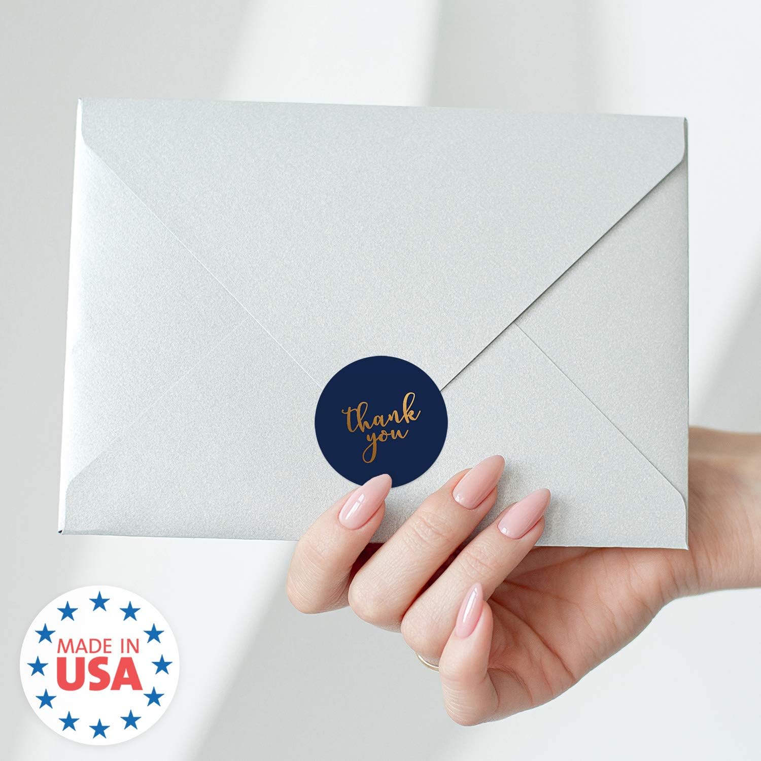 Navy and Gold Foil Thank You Stickers / 1000 Shiny Thanks Appreciation Labels / 1.5" Small Round Gratitude Label/Wedding Appreciation Envelope Seals - Image 6