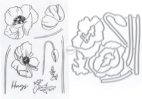 DzIxY Paeonia lactiflora - Juego de sellos transparentes y troqueles de corte de metal para hacer tarjetas, álbumes de recortes, suministros de