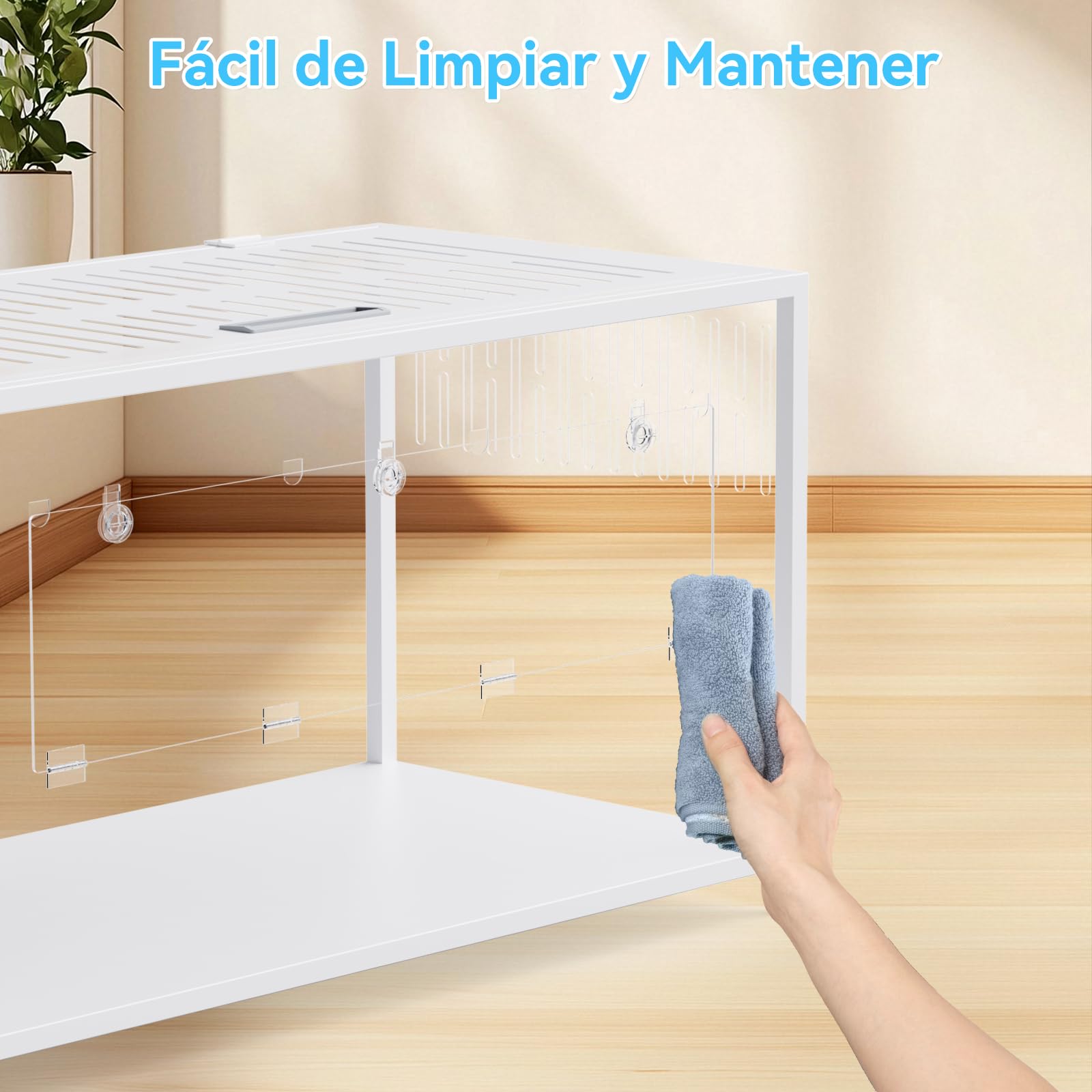 BORISI Jaula para Hámster Grande 103x56x52 cm, Metal y Acrílico | Espacio 0,58 m², Para hámster y ratón, Base profunda, Vista acrílica, 2 puertas aireadas, Guía de montaje