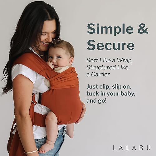 Miniatura 6 de Lalabu The Simple Wrap Baby Wraps Carrier - Elegante portabebés para recién nacidos y niños pequeños de 13 a 28 libras. Probado en seguridad, fácil