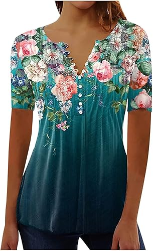 Shirts for Women Trendy Summer Summer Tops for Women 2025 Trendy Boho Floral Shi